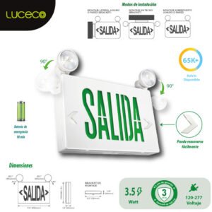 Letrero SALIDA Emergencia + Lampara
