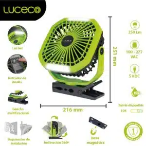 Luz LED Ventilador Recargable