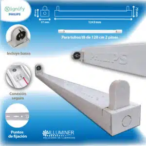 Canaleta T8-Tubo LED 120cm