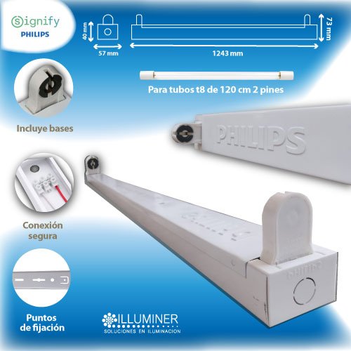 Canaleta T8-Tubo LED 120cm