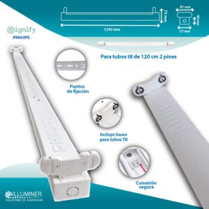 Canaleta 2 Tubos LED 120cm